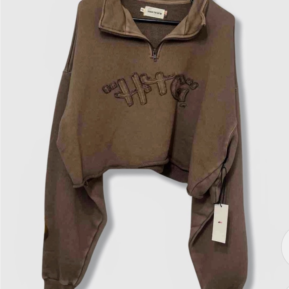 Cozy Brown Half-Zip Sweatshirt